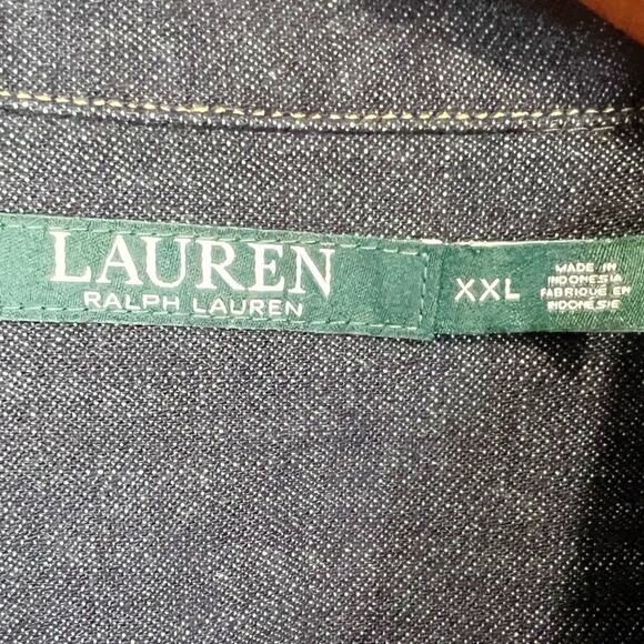 Lauren Ralph Lauren Denim V-Neck Collared Shift Dress Blue XXL | Classic Jean - Picture 4 of 11